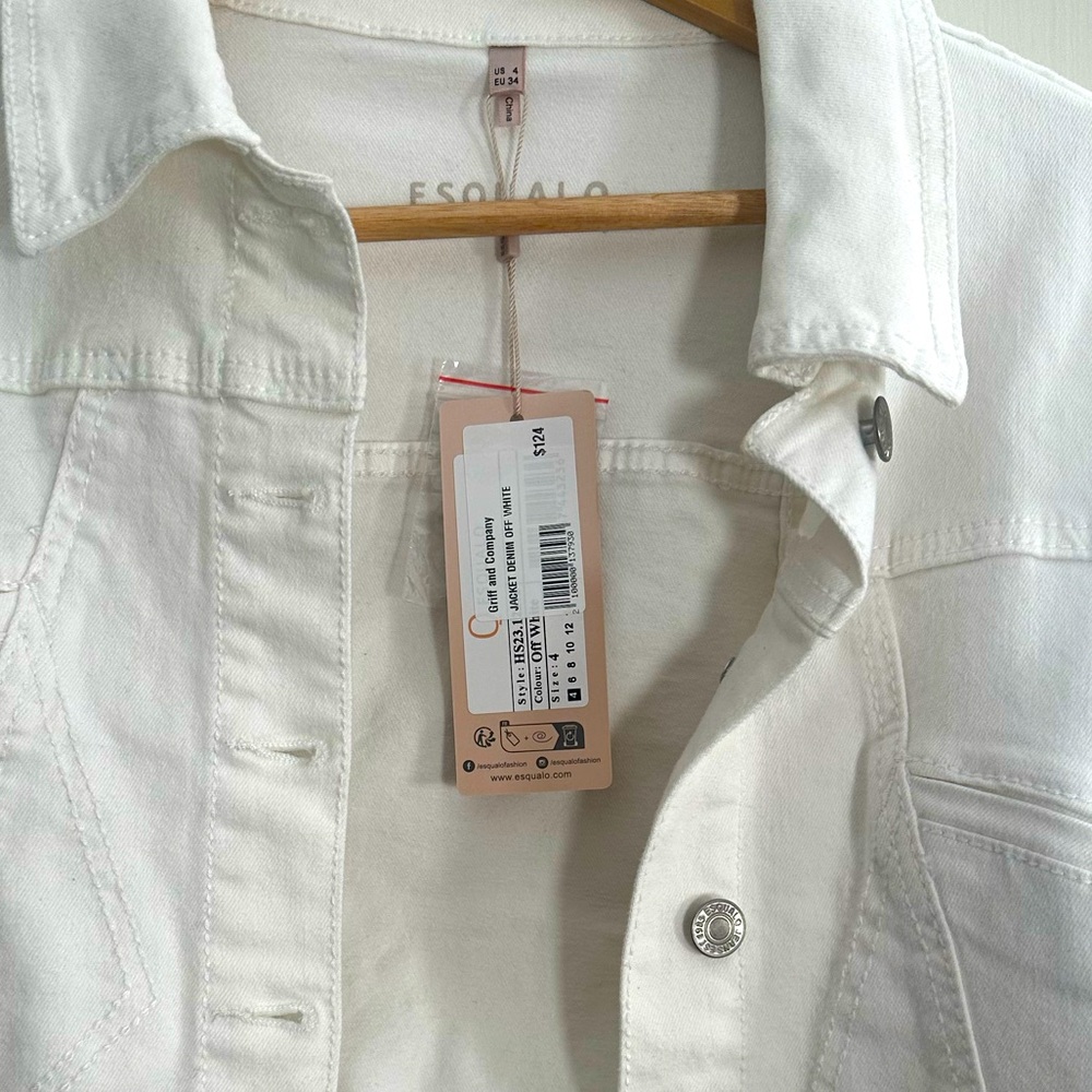 NWT ESQUALO White Denim Jacket - Crop